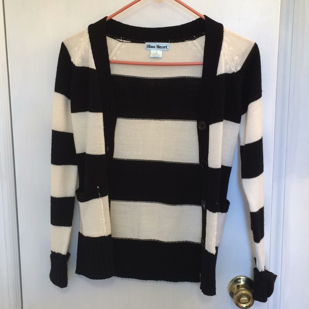 black and white striped cardigan, new w/o tags!
